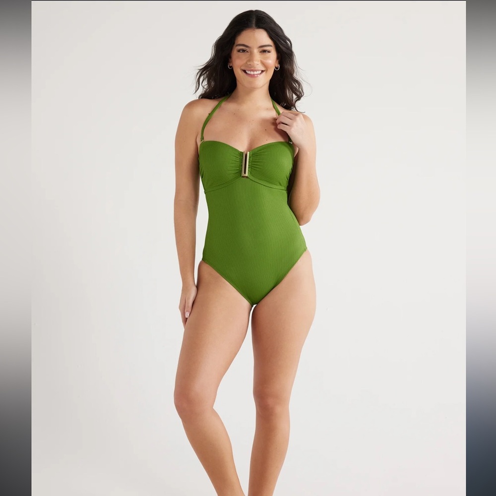 Sofia Jeans by Sofia Vergara Ribbed Nylon One-Piece Swimsuit  Sz XS ⚫️